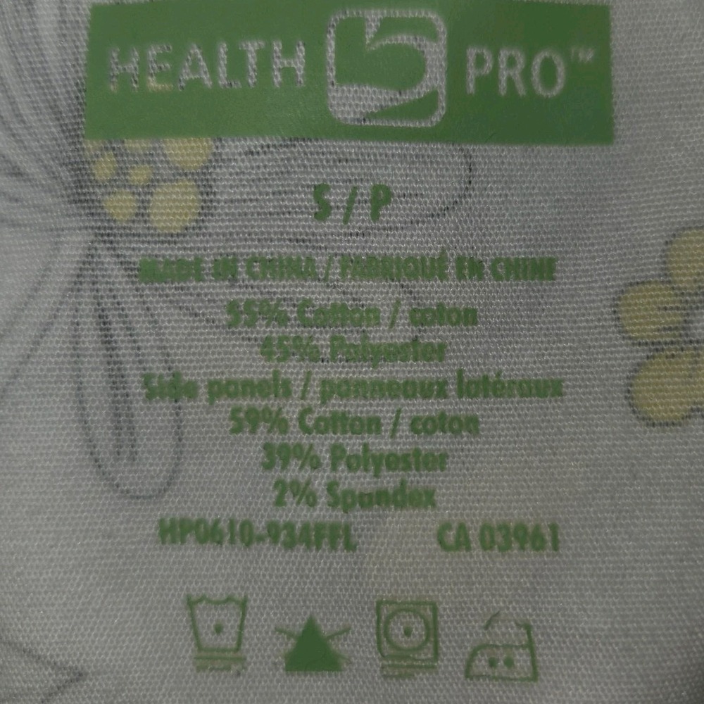 Health Pro Uniform Scrub Top Women's Size Small White Yellow Flowers Medical - Picture 2 of 6